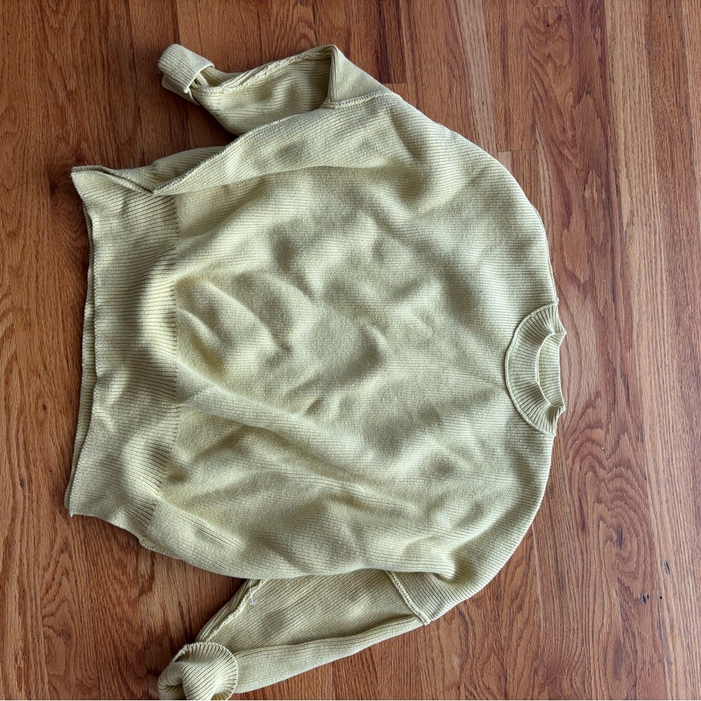 Free People Light Yellow Crew Neck Sweater